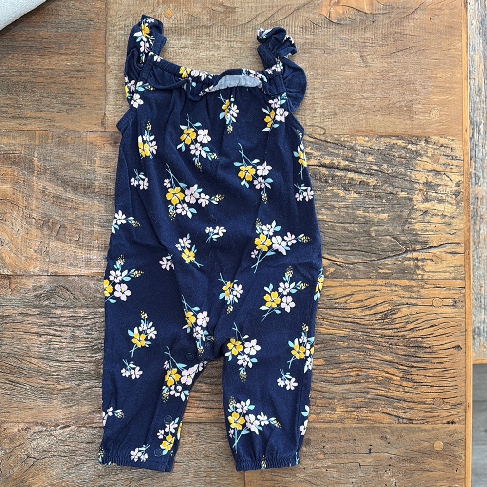 Carter's Blue and Yellow Floral Jumpsuit